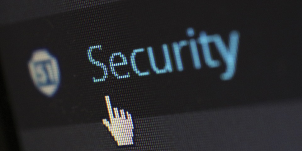 mouse hovering over the word security on computer