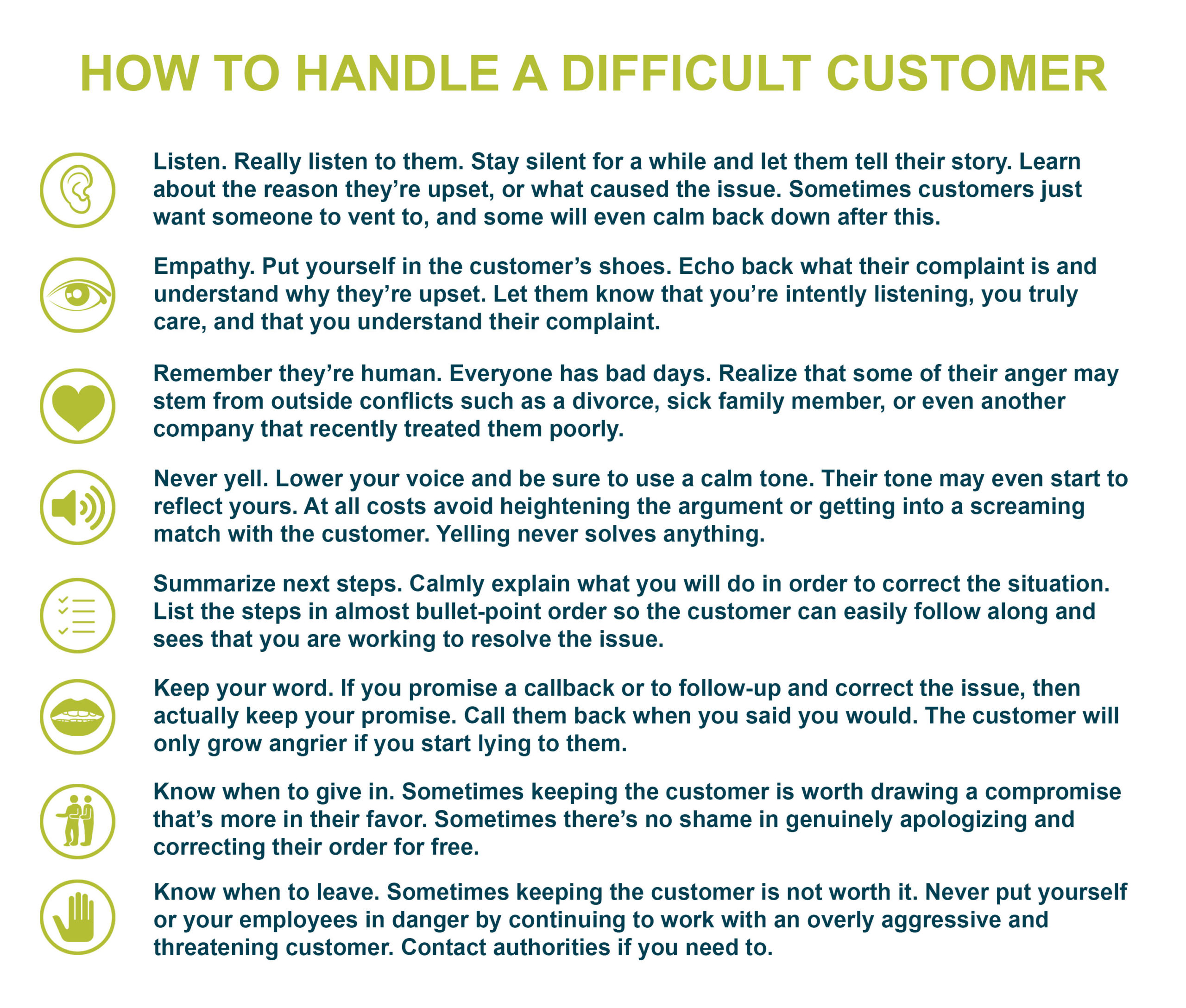 graphic describing how to handle a difficult customer