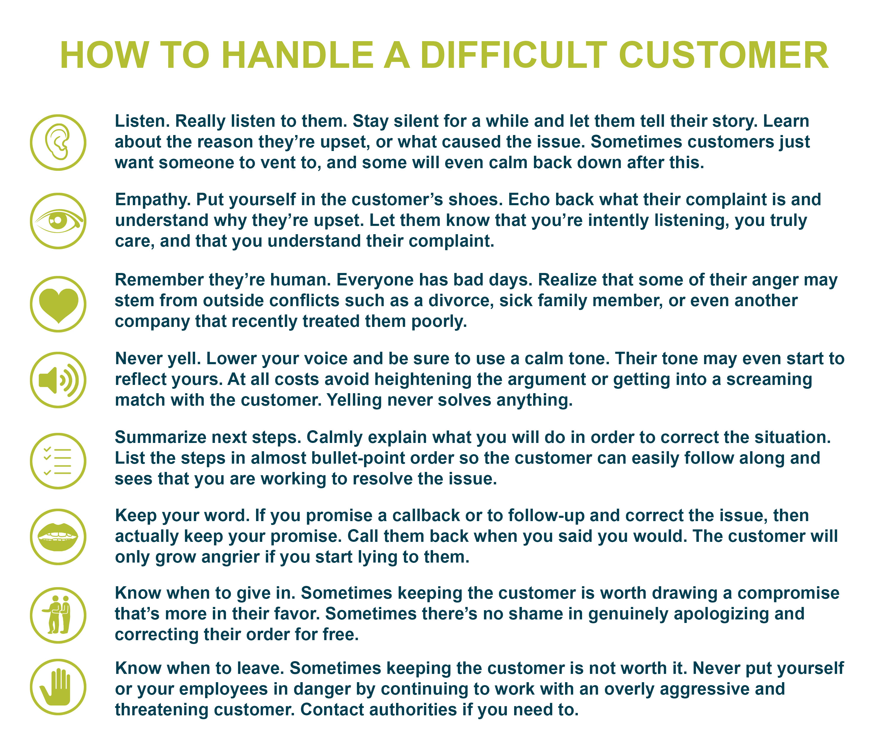 graphic describing how to handle a difficult customer