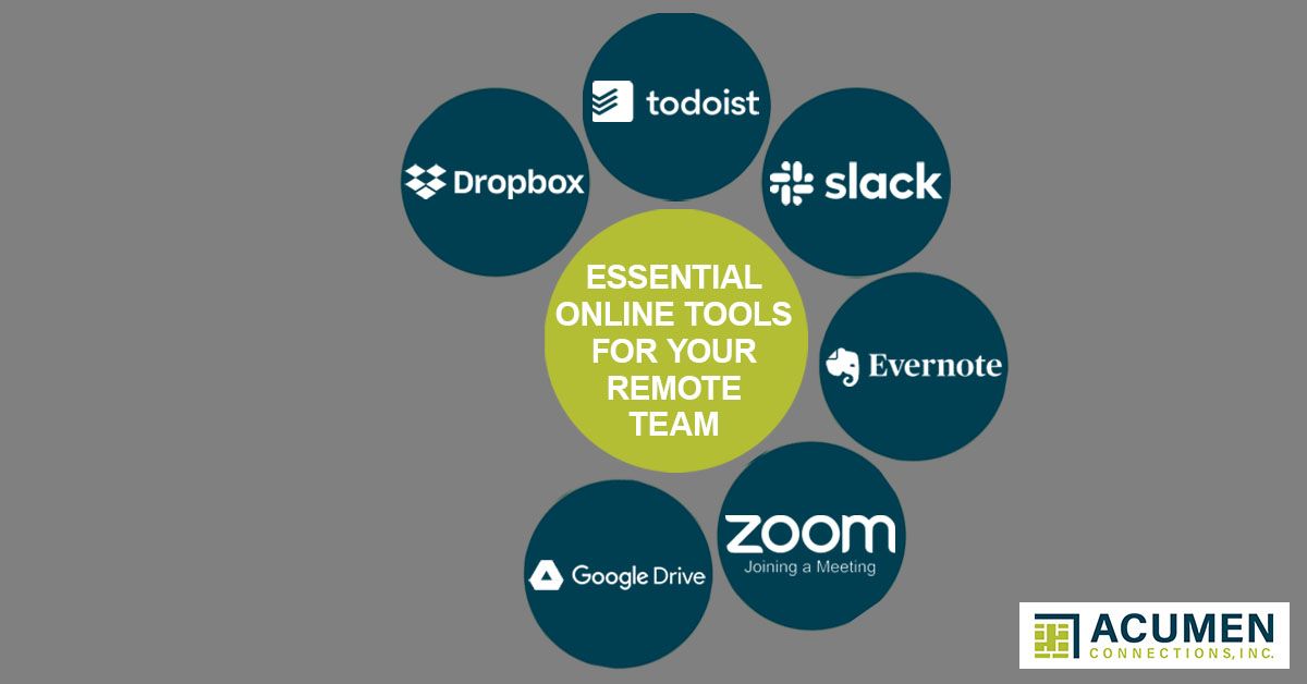 graphic representing 5 different work-from-home apps